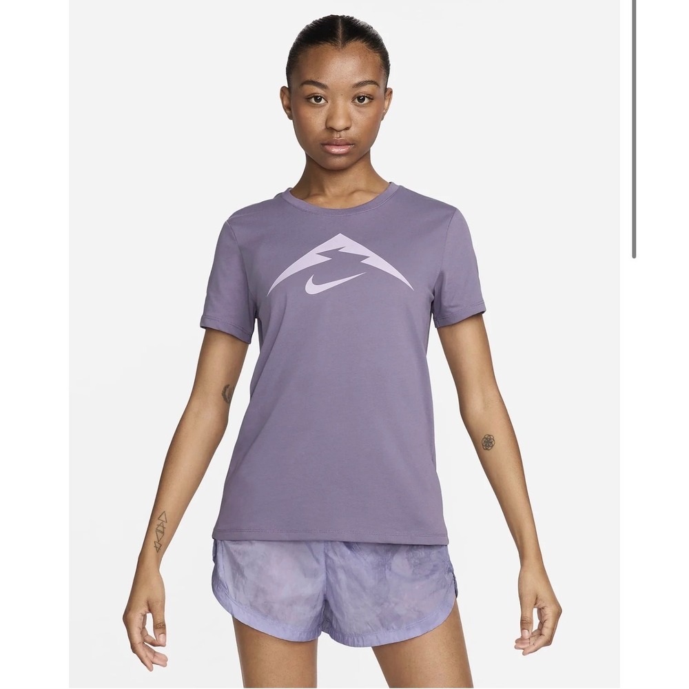 Nike Trail Dri-FIT T-Shirt S Purple Womens Running Hiking Graphic Tee FQ4987-509